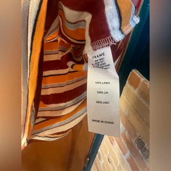 Frame Linen Striped Racerback Tank In Sunrise Multi NWT - Picture 6 of 7